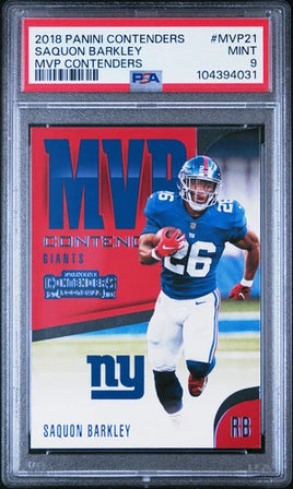 2018 PANINI CONTENDERS MVP CONTENDERS #MVP21 SAQUON BARKLEY ROOKIE RC PSA 9