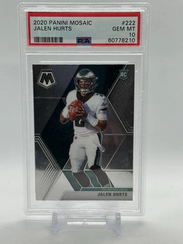 2020 Panini Mosaic Jalen Hurts Rookie Base PSA 10 Eagles #222