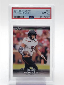 PATRICK MAHOMES II 2017 LEAF DRAFT FOOTBALL ROOKIE RC PSA 10