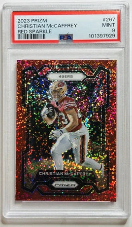 2023 Prizm Prizm Christian McCaffrey Red Sparkle PSA 9