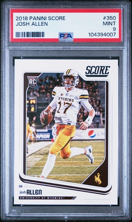 2018 PANINI SCORE #350 JOSH ALLEN ROOKIE RC PSA 9
