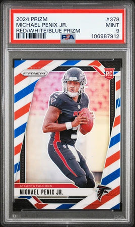 2024 PANINI PRIZM RED/WHITE/BLUE PRIZM #378 MICHAEL PENIX JR. ROOKIE RC PSA 9
